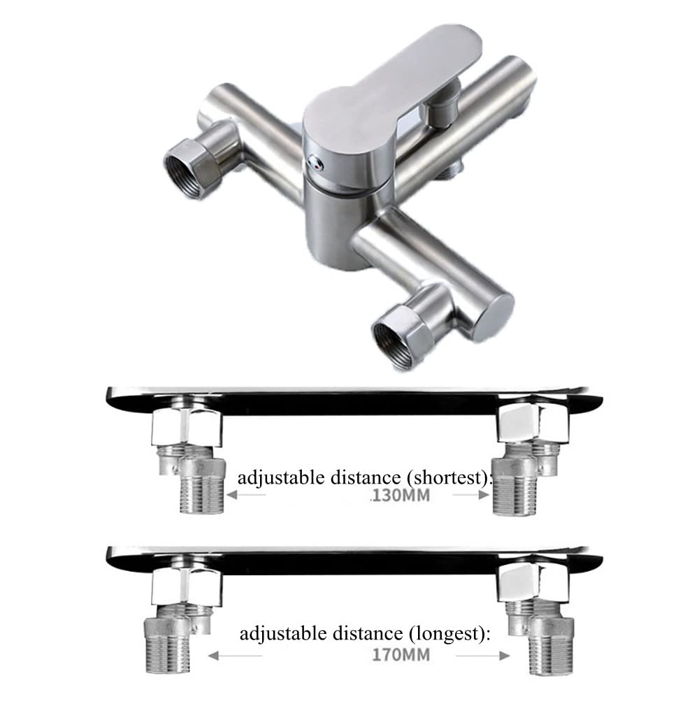 SUS 304 Stainless Steel Wall Mounted Tub Faucet Shower Mixer High Flow Bathroom Sink Faucets, Two Spout, Single Handle - Image 4