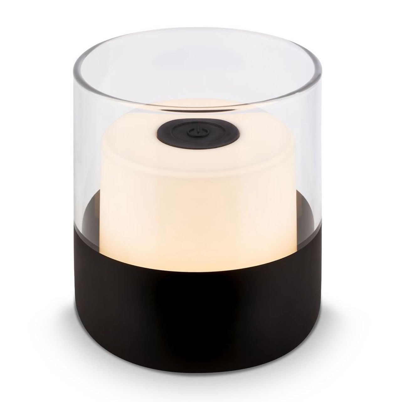Briloner Mini LED Table Lamp Wireless, Black Glass, Dimmable Touch, Warm White Light, 9 x 10 cm