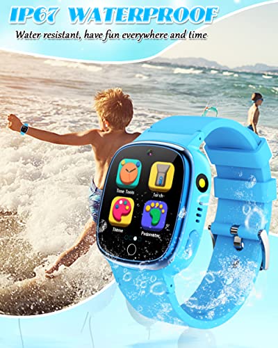 Semloo Waterproof Kids Smart Watch Boys Gifts For 3-12 Year Old Girls Kids Watches With 24 Puzzle Games Hd Touchscreen Video Camera Music Player Pedometer Story Books Flashlight 13 Alarm Clock Learning Toys thumb #3