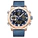 NAVIFORCE Montre-Bracelet numérique en Acier Inoxydable analogique pour Homme, Alarme, chronographe, minuterie, Double Affichage de l'heure NF9172 (Blau)