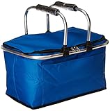 Insulated Folding Picnic Basket -Insulated Cooler with Carrying Handles (Navy)