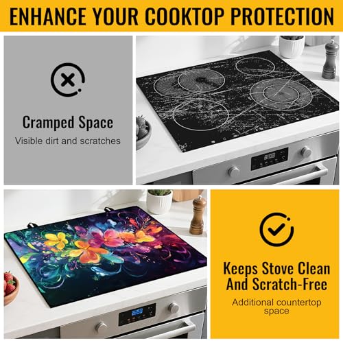 Image of Stove Top Cover for Electric Stove,Glass Stove Top Cover, Heat Resistant Glass Cooktop Cover, Stovetop Protector, Kitchen Decor, Dish Drying Mats Cover for Ceramic Washer Top 28.5x20.5 inch