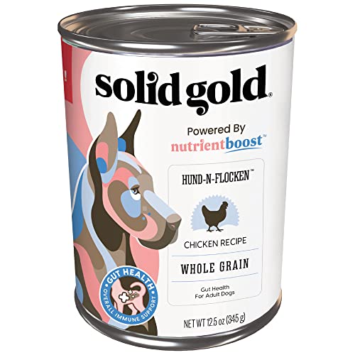 Solid Gold Canned Dog Food for Adult & Senior Dogs – Nutrientboost Hund-N-Flocken Made with Real Chicken and Healthy Whole Grains – High Calorie, High Protein Wet Dog Food – 6ct/12.5oz Cans Solid Gold Canned Dog Food for Adult & Senior Dogs – Nutrientboost Hund-N-Flocken Made with Real Chicken and Healthy Whole Grains – High Calorie, High Protein Wet Dog Food – 6ct/12.5oz Cans
