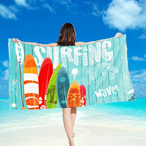 Toalla de playa de microfibra, sin arena, de secado rápido y ligera, toalla de playa, toalla de playa, toalla de playa, grande, 160 x 80 cm para viajes, playa, sauna (azul surf, 80 x 160 cm)