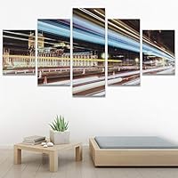 SIGNWIN 5 Panel Canvas Wall Art Light Exposure for Home Decorations Ready to Hang - 60