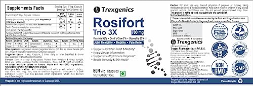 Image of Trexgenics ROSIFORTE TRIO Rosehip, Boswellia, Devil's Claw 700 mg Joint Pain & Inflammation Support VEGAN & NON-GMO (60 Veg. Capsules) (Pack of 2)