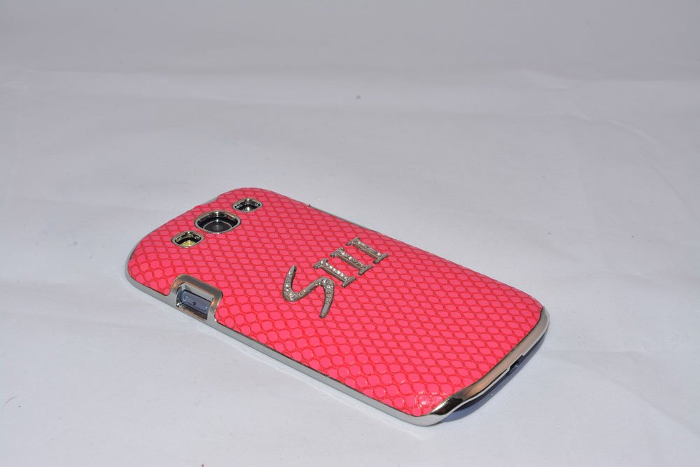 TechCare Raindrop PU Leather Back Cover Case for Samsung Galaxy S3 (Dark Pink)