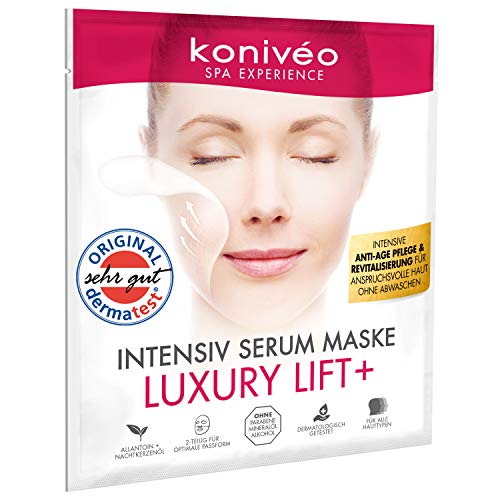 Mascarilla facial KONIVÉO Premium Luxury Lift+. Máscara de tejido con acción Anti Arrugas. Tratamiento Anti Aging y revitalizante intensivo. Sello alemán Dermatest Muy bueno. 1 Unidad