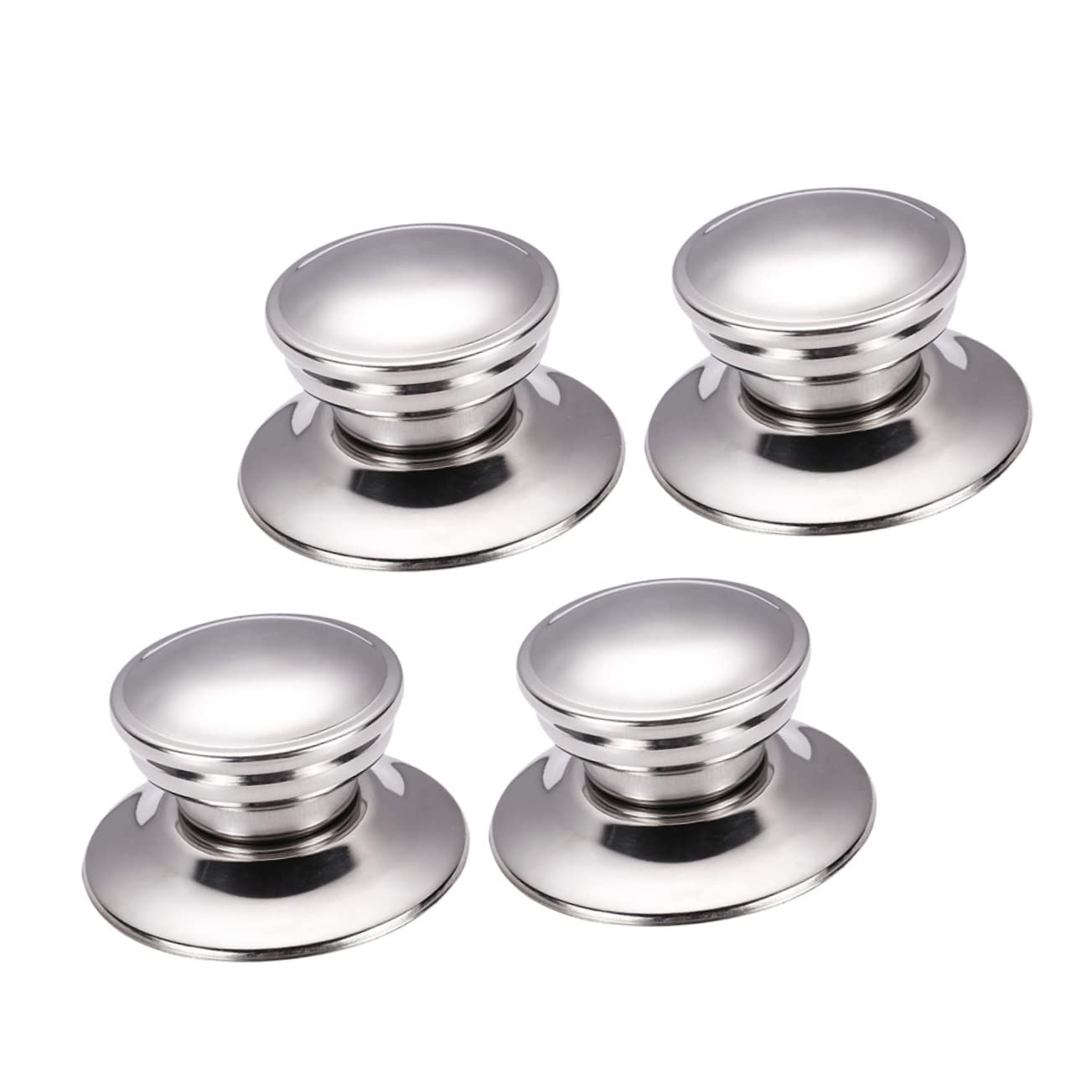 Gatuida Maniglia Bella e Acciaio Inossidabile per Pentola Coperchio Set Argento, Design Rotondo Antiscottatura 4 Pezzi, Pratica Ricambio Cucina Padelle