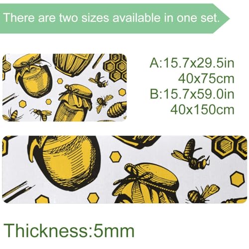Tapetes de cocina con estampado de abejas amarillas, pack de 2 unidades 4