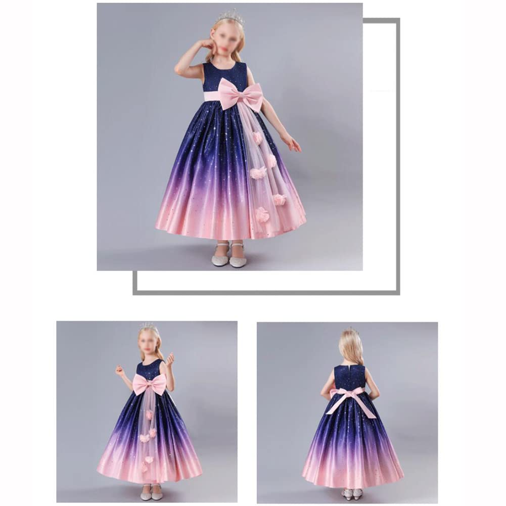 DAIHAN Abito da Principessa Bambina Ragazza Vestito da Cerimonia Abiti da Sera Matrimonio Abito da Sposa Senza Maniche Damigella Matrimonio Compleanno