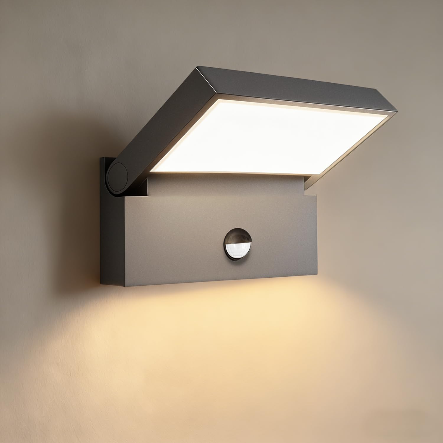 EBION LED AußEnlampe mit Bewegungsmelder Aussenlampe Wand Mit 90°Schwenkbar Panel, Moderne Wandleuchten Aussen, AußEnwandleuchten AußEnleuchtn Wandleuchte IP65 Aluminiumguss