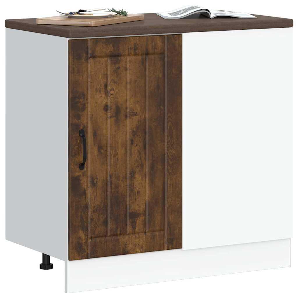 Lucca - Mobiletto da cucina in legno di rovere affumicato, con piedini regolabili, 86 x 46 x 81,5 cm, spazio e porta per cucina, sala da pranzo, credenza stabile, credenza
