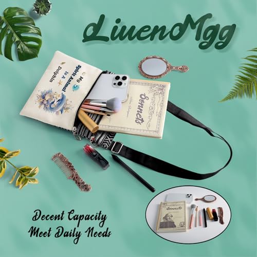 Spirit Animal Dolphin Messenger Bag Small Ethnic Pattern Printed Adjustable Strap Crossbody Zipper Bag Phone Bag Wallet Cute Shoulder Handbag for Dolphin Lovers Women Friends 7