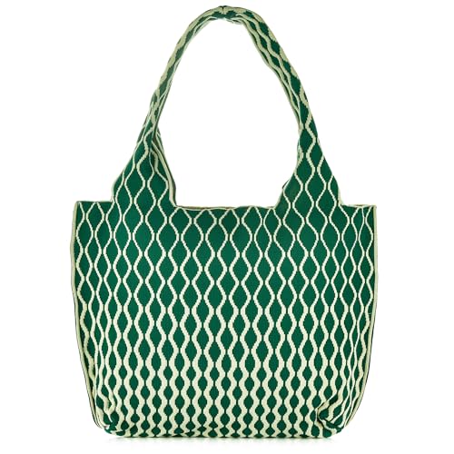 Women Crochet Shoulder Purse Large Capacity Ripple Hobo Tote Bucket Bag Underarm Shoulder Handbag For Daily Vacation