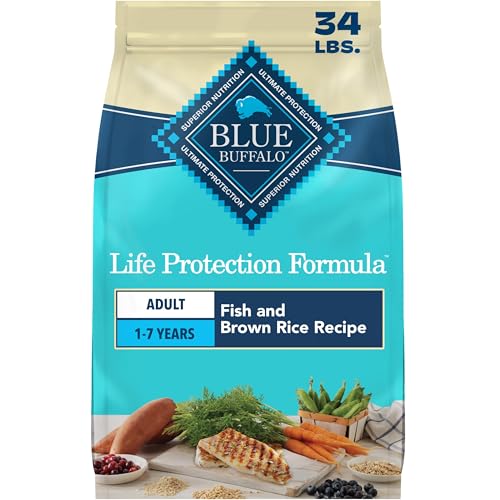 Image of Blue Buffalo Life Protection Formula Adult Dry Dog Food, Helps Build and Maintain Strong Muscles, Made with Natural Ingredients, Fish & Brown Rice Recipe, 34-lb. Bag