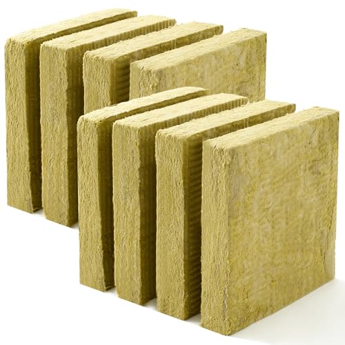 GlikCeil Rock Wool Insulation Board 24x 24 x 1.6 Rigid Basalt Wool Panels for Soundproofing Thermal Insulation Fire Resistance Walls Studios Fireplaces Yellow(8 Pcs)