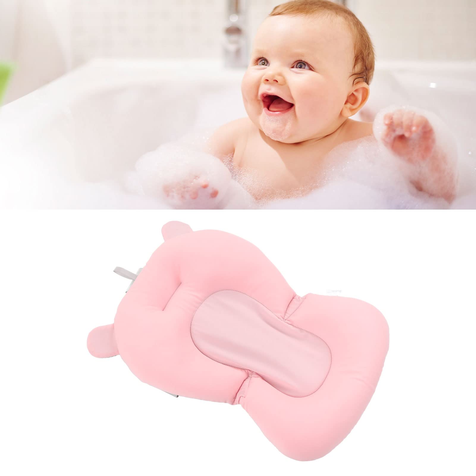 Cuscino da Seggiolino per Bagnetto Galleggiante, Supporto per Vaschetta per Neonato con Cinture di Sicurezza Pieghevoli Regolabili, Cuscino da Sedile per Bagnetto, 3 Cinture di