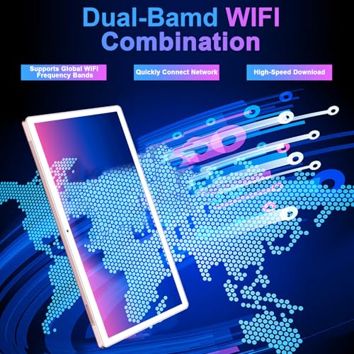 Image of Tablet 10 Inch Android with Octa-Core 2.0 GHz, Tablet 14GB RAM 128GB ROM TF 2TB Expand, 8000mAh Battery, Gemini AI, 5MP + 8MP Camera, 5G WiFi6, Bluetooth 5.0, 1280 * 800 FHD IPS Screen with Case, Gold