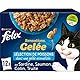 FELIX | Sensations | ausgewachsene Katze | Auswahl von Gelee-Fischen: mit Lachs, Sardine, Colin, Forelle | Nassfutter 100% vollständig und ausgewogen | Frischebeutel | 6 Stück (12 x 85 g)