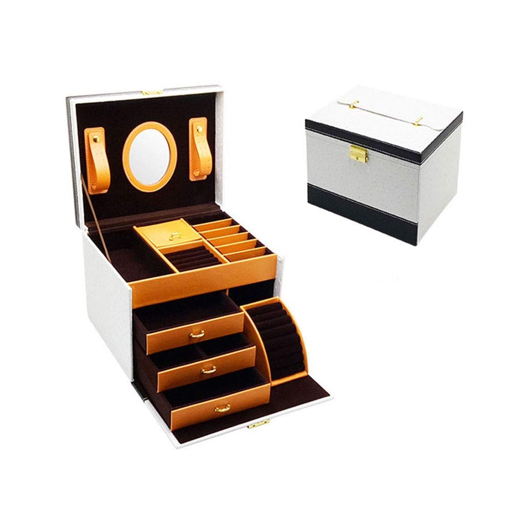 Gift for Women Jewelry Boxes Jewelry Box Cosmetic Case Portable Suitcase 4 Layers for Earrings Necklaces Rings Jewelry