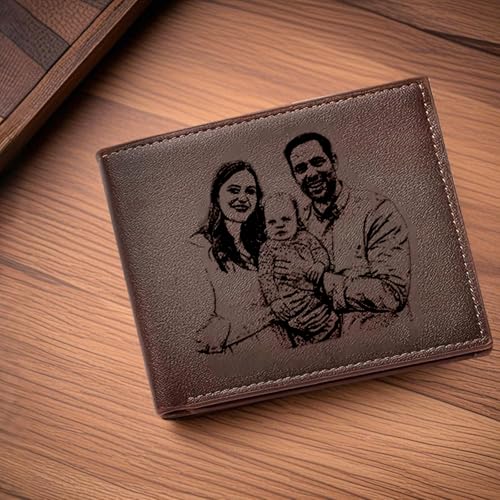 Custom Engraving Photo Wallet with Name, Personalized Name Leather Wallet for Men, Gifts for Dad/Husband4
