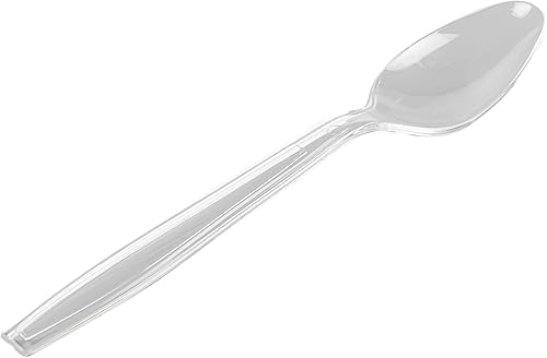 Restaurantware Moderna - Cucharas desechables de 7.3 pulgadas, 250 cubiertos de plástico transparente reciclables, resistentes a las grietas para