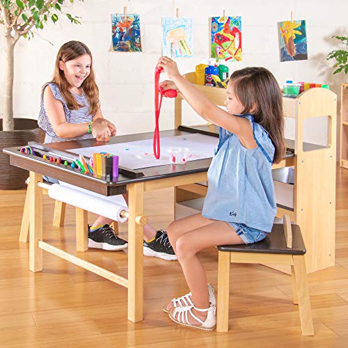 Guidecraft-Deluxe-Art-Center-Kids-Arts-and-Crafts-Table-and-Chairs-Set-with-Storage-Shelves-Bins-Paper-Roll-for-Drawing-and-Painting-Wooden-Art-Desk-for-Kids-Playroom-Toddler-Activity-Table Guidecraft Deluxe Art Center Kids Arts and Crafts Table and Chairs Set with Storage Shelves Bins Paper Roll for Drawing and Painting Wooden Art Desk for Kids Playroom Toddler Activity Table