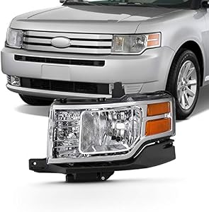 AKKON - Fits 2009 2010 2011 2012 Ford Flex SE SEL [Halogen Type] Chrome Headlight w/Amber Side Signal Lamp Driver Left Side