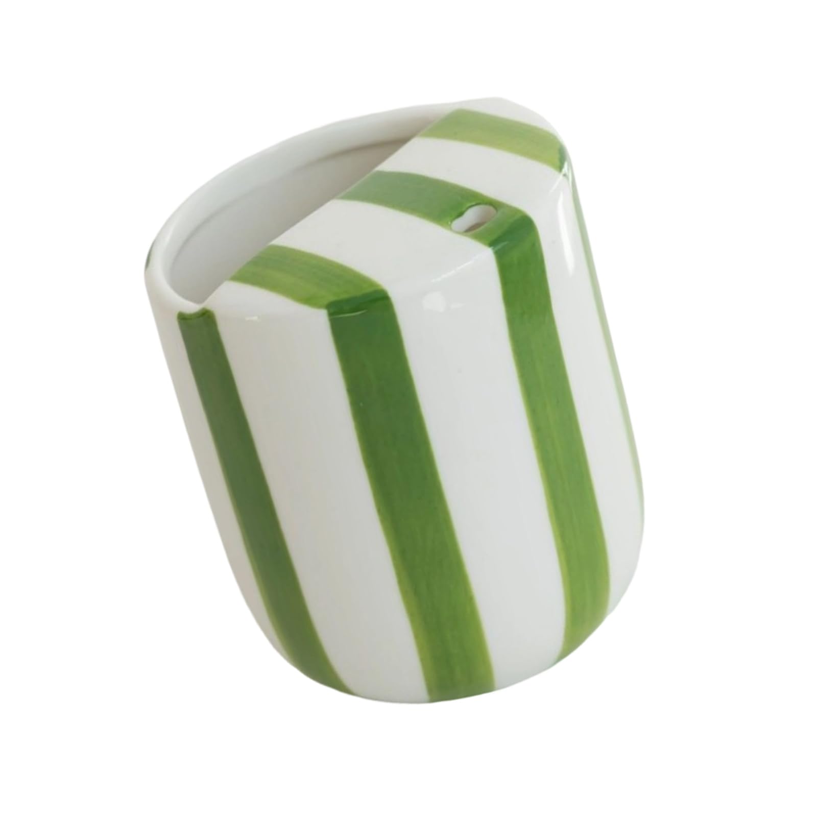 Xinsheinelry Ceramic Striped Handheld Mug with Sip Hole Heatproof for Hot and Cold Drink Striped Ceramic Drinkware Gift