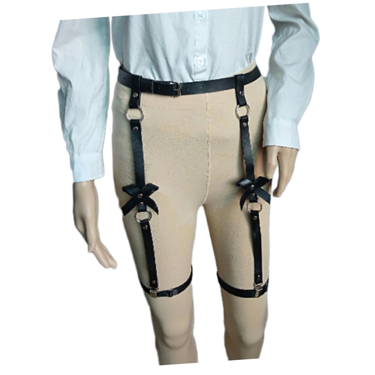 CONGARTENO Punk Style Leg Set with Bowknots Adjustable Leg Garters for Rave Easy to Wear Remove