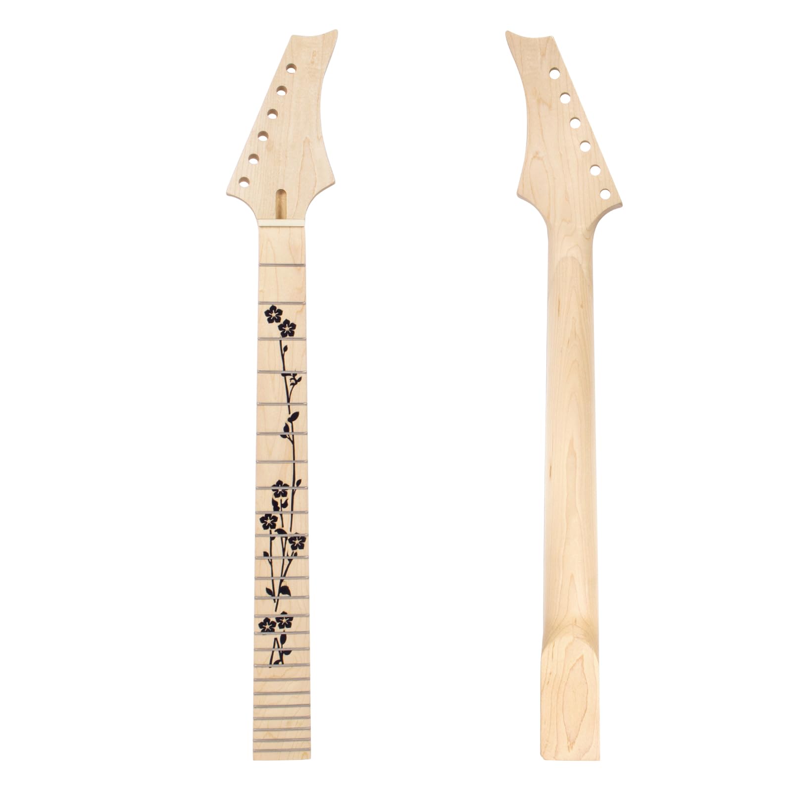 Electric Guitar Neck For ST Guitars Replacement Bolt-on C Shape Canada Maplewood (24 Fret Flowers Maple)