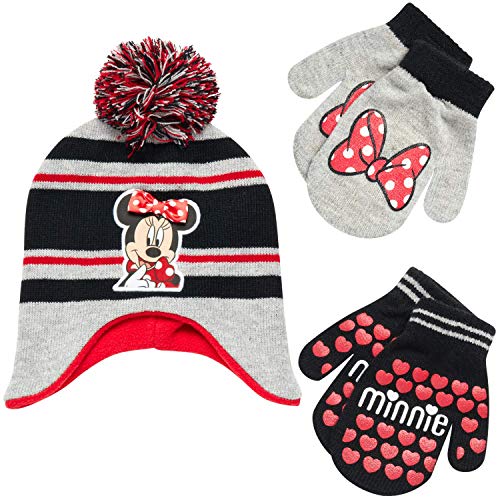 Disney Girls Minnie Mouse and Vampirina Winter Hat and 2 Pair Mitten or Glove Set (Toddler/Little...