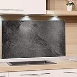 GRAZDesign Küchenrückwand Glas Grau, Bild-Motiv Granit Grau Marmor, Glasbild als Spritzschutz - Küchenspiegel - Wandschutz Küche Herd / 60x40cm