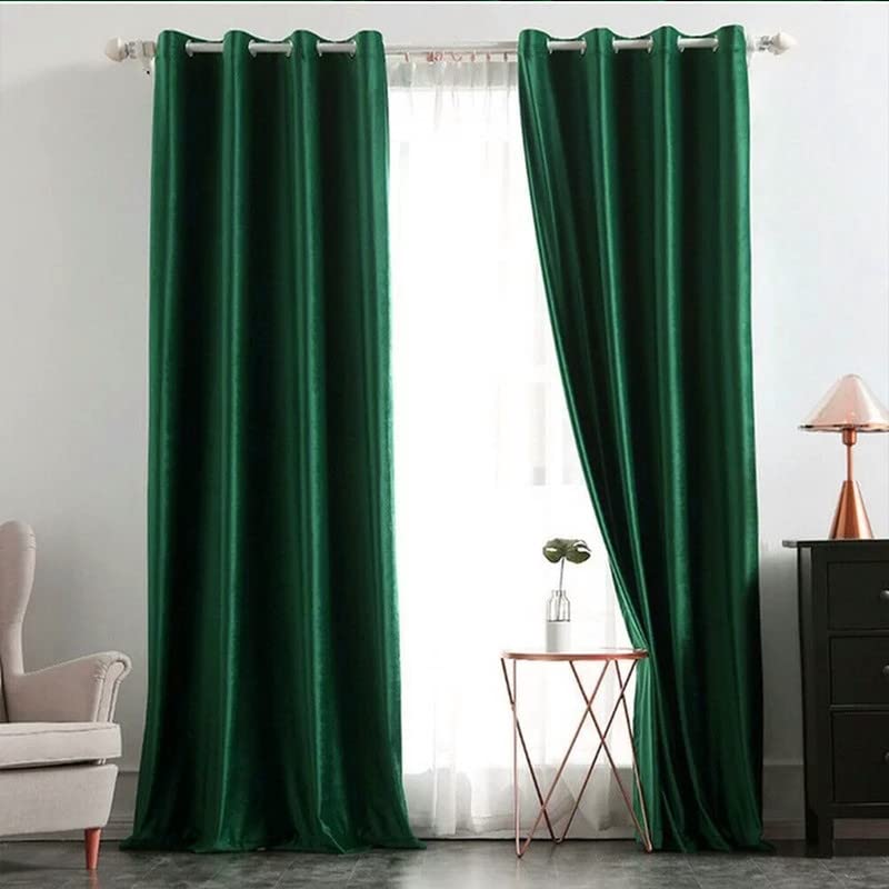 The Purple Tree Luxury Europian Velvet Curtains for Living Room, Bedroom (2 Pc, Emerald Green, 4x7 Feet) Solid Blackout Drape Curtains with Tieback Curtain Holders, Room Darkening Modern Curtains-image-44