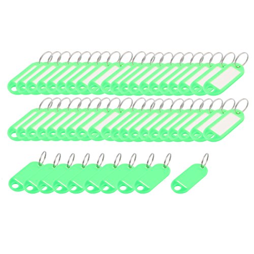 Metal Split Ring Plastic ID Label Name Key Tag 50Pcs Green