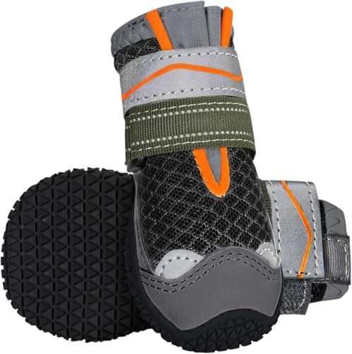 SlowTon Dog Boots for Injured Paws Waterproof Non-Slip Paw Protector for Rainy Snowy Breathable for Hot Pavement Puppy Shoes with Adjustable Reflective Strip Dual Washable for Small Medium Large Dog