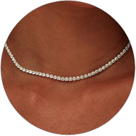 Tennis Necklace 14K Gold Plated Rhinestone Butterfly Choker Necklaces for women Dainty...