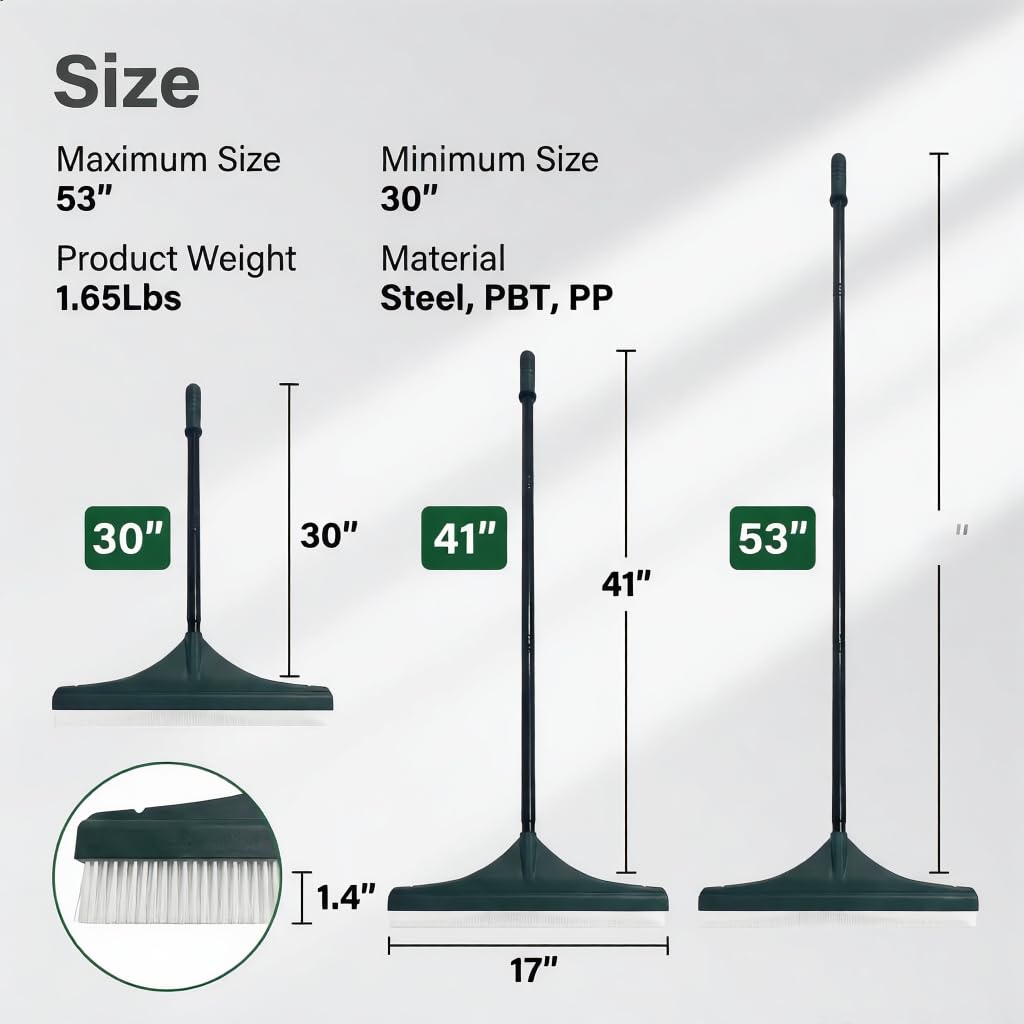 Artificial Grass Brush, 140cm Telescopic Handle, Stainless Steel and Plastic, Green, 43.5cm Brush Head, for Maintaining Artificial Lawns — view 2
