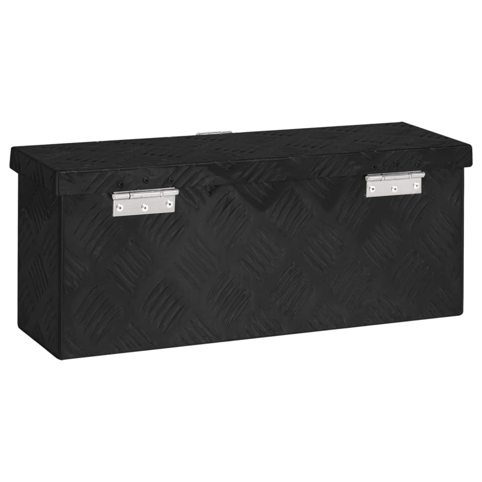 Homgoday Domowe czarne pudełko do przechowywania 50 x 15 x 20,5 cm Aluminiowe skrzynie i kufry zewnętrzne, pojemnik na narzędzia ogrodowe, pufa zewnętrzna, skrzynia zewnętrzna