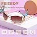FEISEDY Trendy Polarized Y2K Sunglasses Wrap Around Butterfly Design Fashion Sunnies UV400 Protection B0078