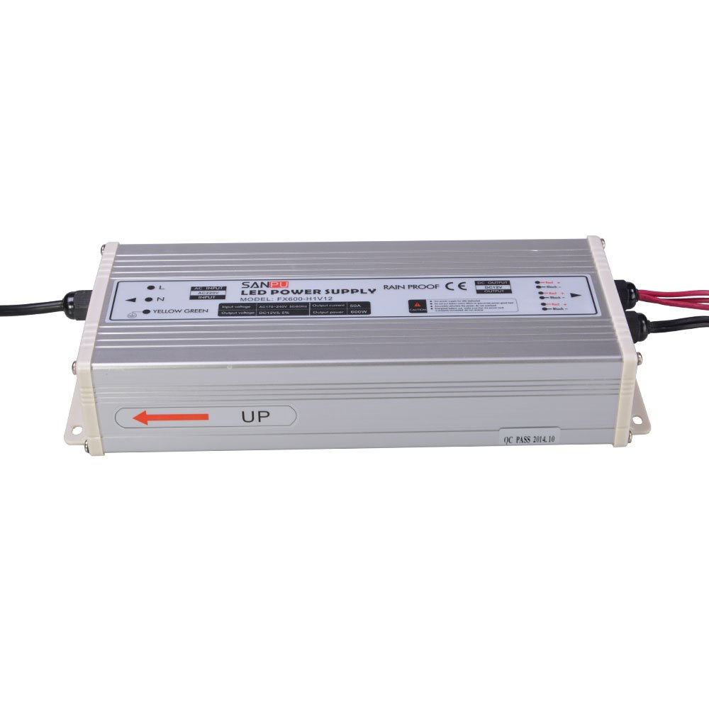 Trasformatore 220v 12v 600w 50a Impermeabile IP63 Tensione Costante Interruttore di Uscita Singola Driver di Alimentazione per Striscia LED (SANPU FX600-H1V12)