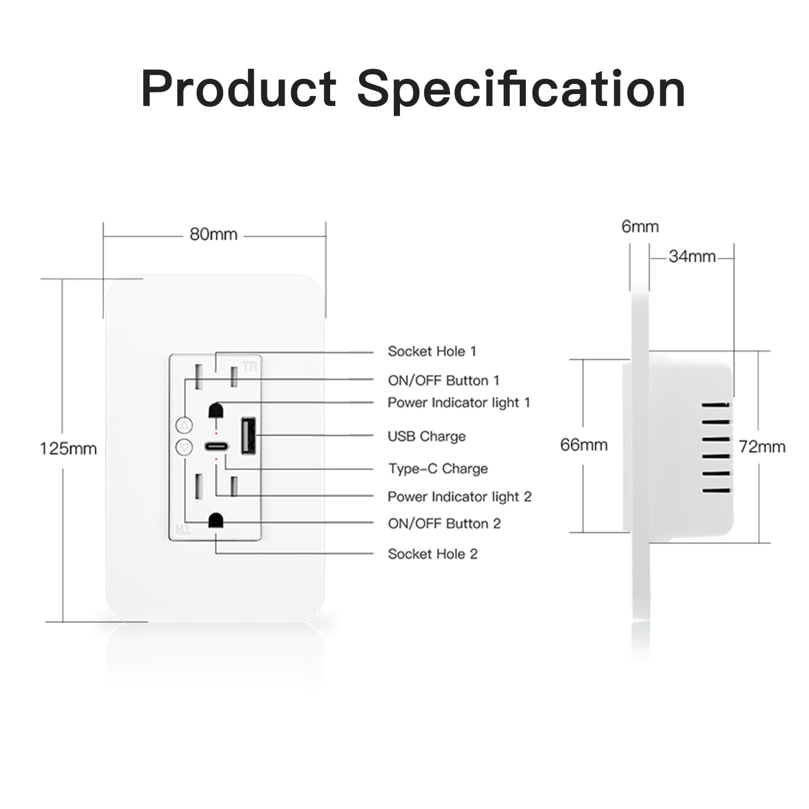 WiFi Smart Plug in-Wall Smart Home Outlet Compatible with Alexa Google Assistant Timer Via App USB Type-C Port — view 9