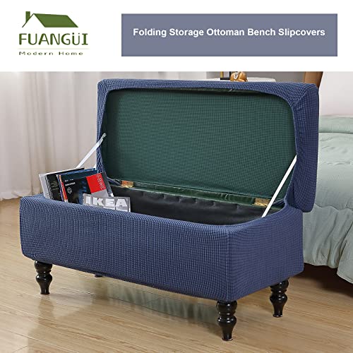 Image of FUANGUI Ottoman Cover Stretch Storage Ottoman Bench Slipcover Printed Folding Storage Bench Ottoman Cover Footrest Stool Slipcover Footstool Protector Cover with Elastic Bottom,Small