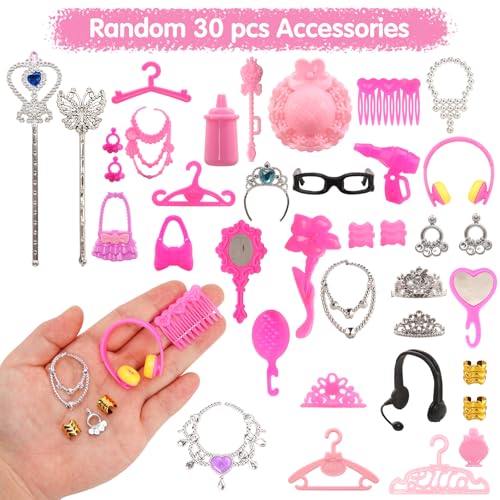 Miniatura 6 de Miunana 48 Accesorios Seleccionados Al Azar Para 11.5 Pulgada 30cm Muñeca: 2 Vestidos De Moda 2 Blusas 2 Pantalones 2 Vestidos De Novia 2 Trajes De Baño 10 Pcs Zapatos 30 Accesorios