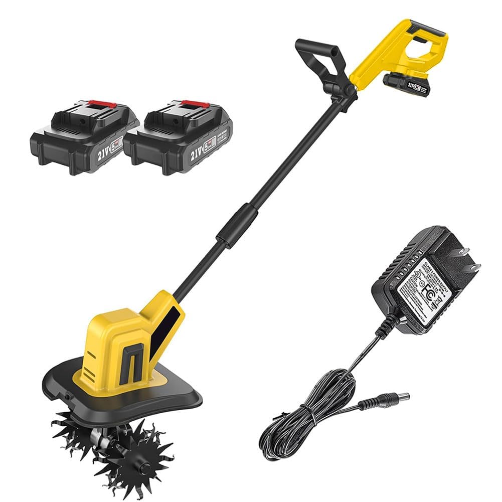 SONLED Cordless Garden Tiller Rotavator for 20V Max Battery, Powerful Soil Cultivator for Lawn,22Cm Working Width, 16Cm Tilling Depth, Solo Tiller for Garden, Vegetable Plots, Weed Removal