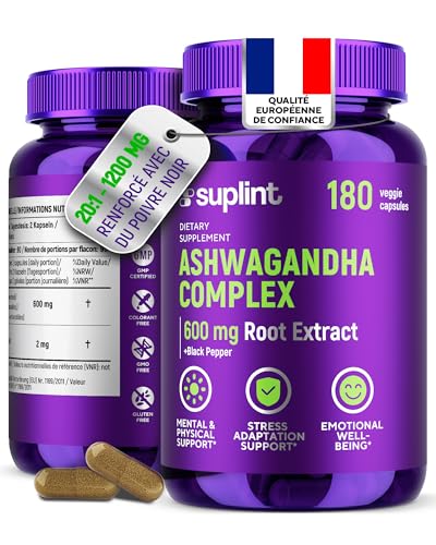 Ashwagandha en gélules – 600 mg d'extrait de racine avec