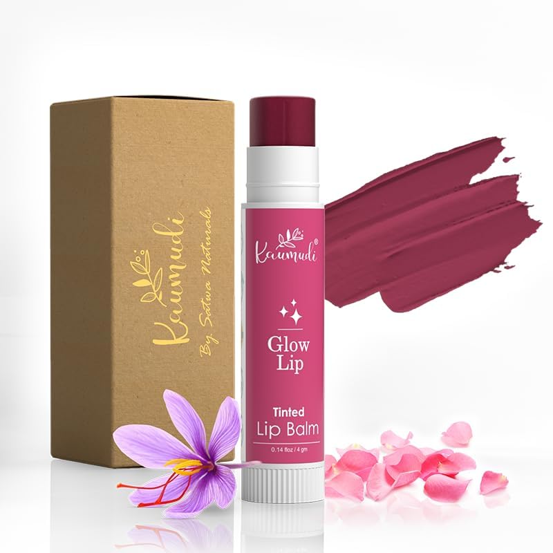 Handmade & Natural Lip Balm for Women & Men with Rose Damascena & Saffron Essential Oil (Glow Lip)