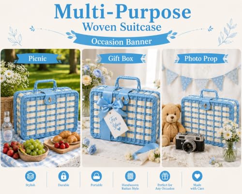 Image of ABS Hard Shell Cosmetic Travel Hand Luggage Portable Carrying Makeup Case Suitcase Organizer Box Vanity Mini Suitcase Small Accessory Bag, 30 cm, No Wheels (Wowen Blue)