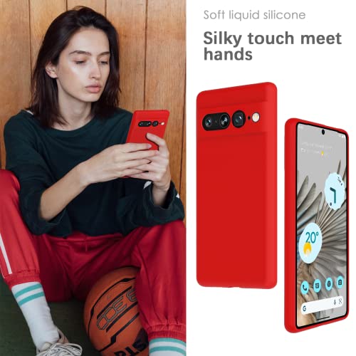 Image of YATWIN Silicone Back Case for Google Pixel 7 Pro, Soft-Touch Phone Back Cover for Google Pixel 7 Pro - Red